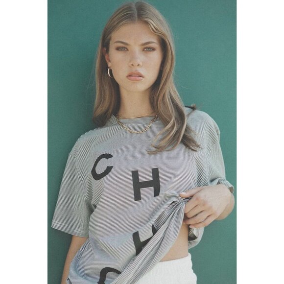 EllandEmm CHA CHA Cotton stripe Tee In Size 3XL - Picture 1 of 9